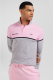 Polo manches longues bicolore en piqu coton rose 