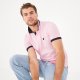 Polo rose uni col contrast manches courtes