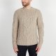 Pull beige moulin en maille torsade