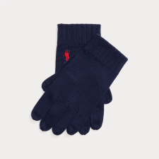 Gants marine en laine logo rouge