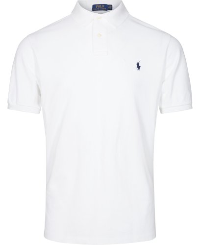 Polo Blanc Custom fit logo marine