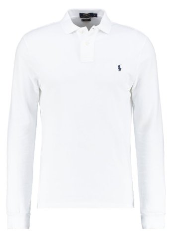 Polo manches longues blanc logo marine