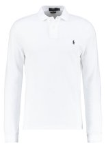 Polo manches longues blanc logo marine