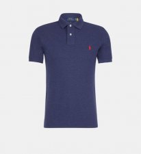 Polo marine logo rouge Custom Fit