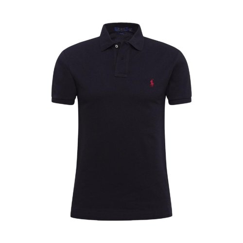 Polo noir logo rouge Slim fit