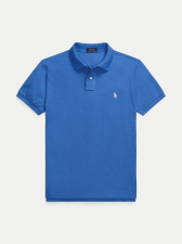 Polo Slim Fit bleu logo blanc