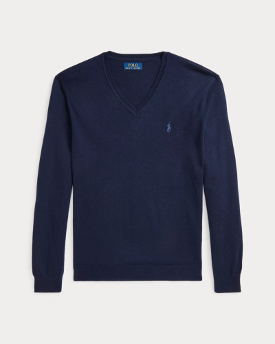 Pull col en V en laine lavable Slim Fit