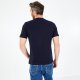 T-shirt bleu marine en coton imprim signature