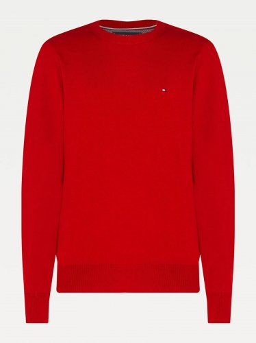 Pull col rond rouge