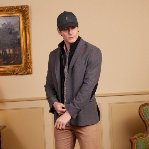 Blazer BRICE slim fit gris en laine avec coudires